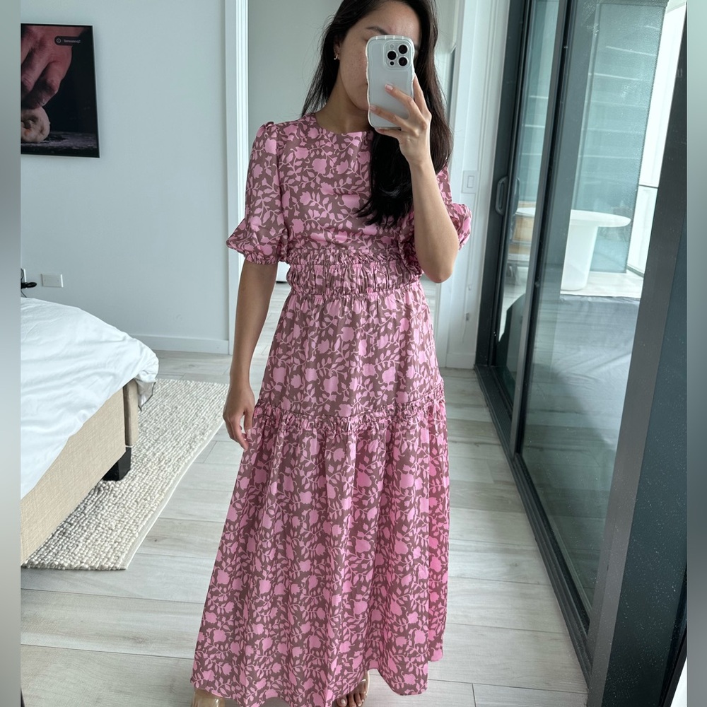 Pink and Brown Cutout Maxi Dress in US 2.